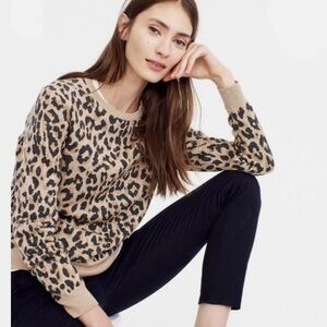 J. CREW Women’s Leopard Print Jacquard Knit Merino Wool Sweater - Size XS
